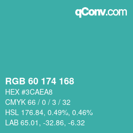 Color code: RGB 60 174 168 | qconv.com