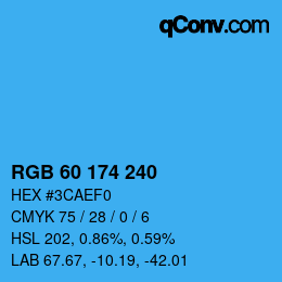 カラーコード: RGB 60 174 240 | qconv.com