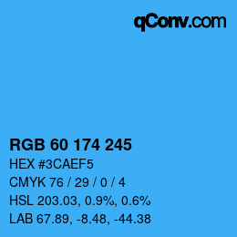 カラーコード: RGB 60 174 245 | qconv.com