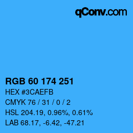 カラーコード: RGB 60 174 251 | qconv.com