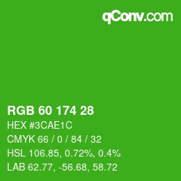 カラーコード: RGB 60 174 28 | qconv.com