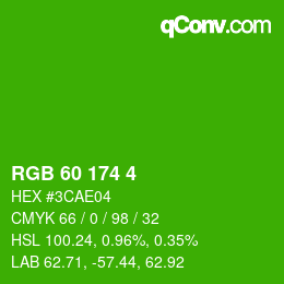 カラーコード: RGB 60 174 4 | qconv.com