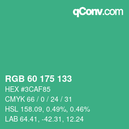 颜色代码: RGB 60 175 133 | qconv.com