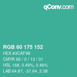 Color code: RGB 60 175 152 | qconv.com