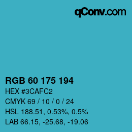 颜色代码: RGB 60 175 194 | qconv.com