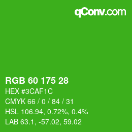 Color code: RGB 60 175 28 | qconv.com
