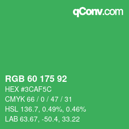 颜色代码: RGB 60 175 92 | qconv.com