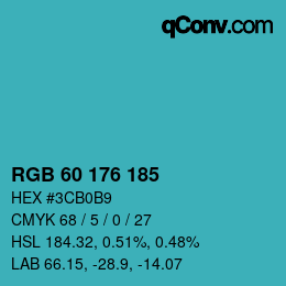 カラーコード: RGB 60 176 185 | qconv.com