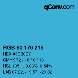 カラーコード: RGB 60 176 215 | qconv.com