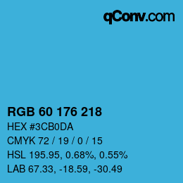 カラーコード: RGB 60 176 218 | qconv.com
