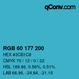 Color code: RGB 60 177 200 | qconv.com