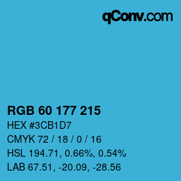 Color code: RGB 60 177 215 | qconv.com