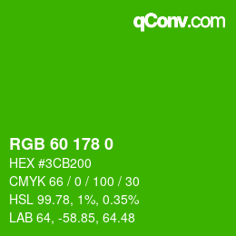 Color code: RGB 60 178 0 | qconv.com