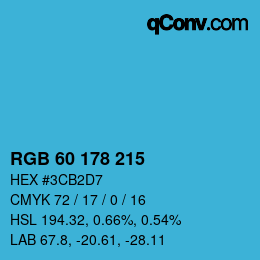 カラーコード: RGB 60 178 215 | qconv.com
