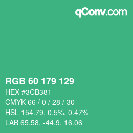 颜色代码: RGB 60 179 129 | qconv.com