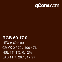 Color code: RGB 60 17 0 | qconv.com