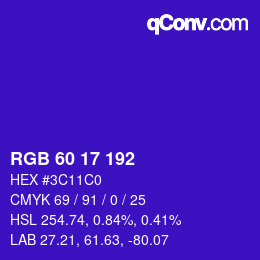颜色代码: RGB 60 17 192 | qconv.com