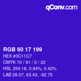 Color code: RGB 60 17 199 | qconv.com