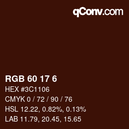 Color code: RGB 60 17 6 | qconv.com
