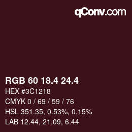 カラーコード: RGB 60 18.4 24.4 | qconv.com