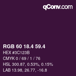 カラーコード: RGB 60 18.4 59.4 | qconv.com