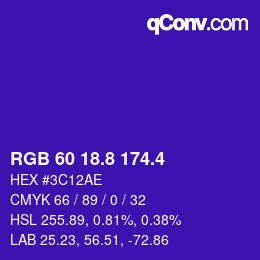 カラーコード: RGB 60 18.8 174.4 | qconv.com