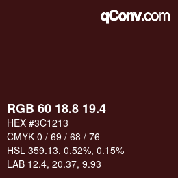 カラーコード: RGB 60 18.8 19.4 | qconv.com