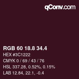 カラーコード: RGB 60 18.8 34.4 | qconv.com