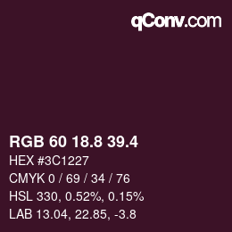カラーコード: RGB 60 18.8 39.4 | qconv.com