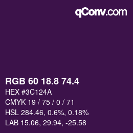 カラーコード: RGB 60 18.8 74.4 | qconv.com