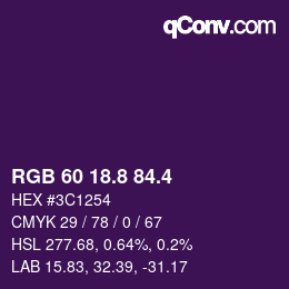 カラーコード: RGB 60 18.8 84.4 | qconv.com