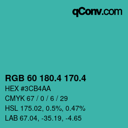 カラーコード: RGB 60 180.4 170.4 | qconv.com