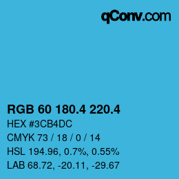 カラーコード: RGB 60 180.4 220.4 | qconv.com