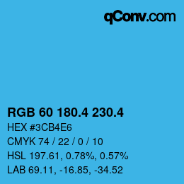カラーコード: RGB 60 180.4 230.4 | qconv.com