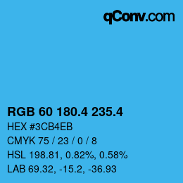 カラーコード: RGB 60 180.4 235.4 | qconv.com