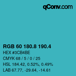 カラーコード: RGB 60 180.8 190.4 | qconv.com