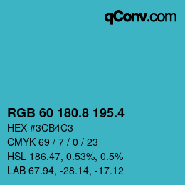 カラーコード: RGB 60 180.8 195.4 | qconv.com