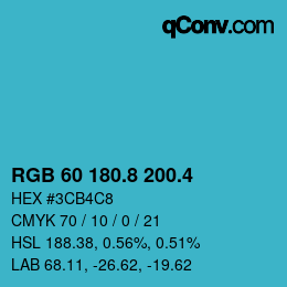 カラーコード: RGB 60 180.8 200.4 | qconv.com