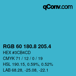 カラーコード: RGB 60 180.8 205.4 | qconv.com