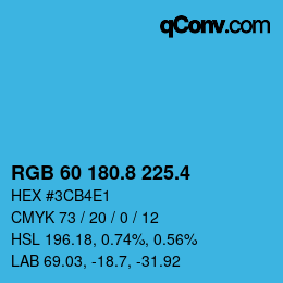 カラーコード: RGB 60 180.8 225.4 | qconv.com