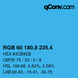 カラーコード: RGB 60 180.8 235.4 | qconv.com