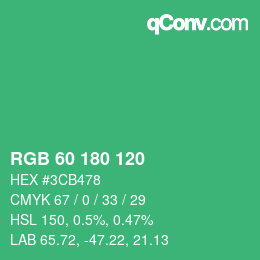 颜色代码: RGB 60 180 120 | qconv.com