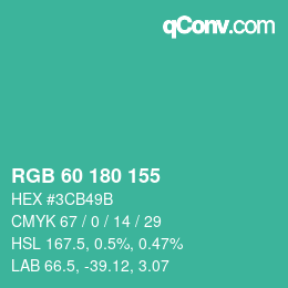 Farbcode: RGB 60 180 155 | qconv.com
