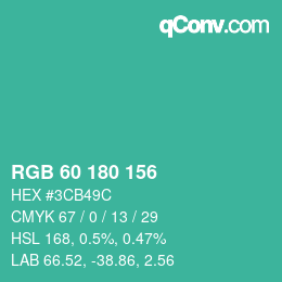 Farbcode: RGB 60 180 156 | qconv.com