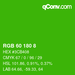 Color code: RGB 60 180 8 | qconv.com