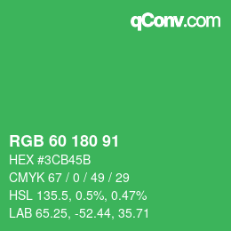Código de color: RGB 60 180 91 | qconv.com