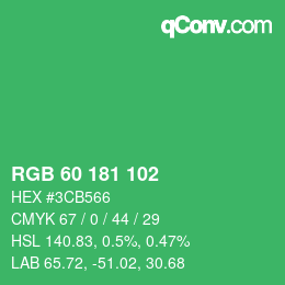 カラーコード: RGB 60 181 102 | qconv.com