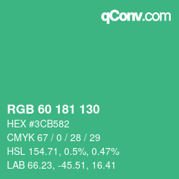 カラーコード: RGB 60 181 130 | qconv.com