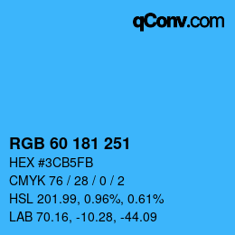 颜色代码: RGB 60 181 251 | qconv.com