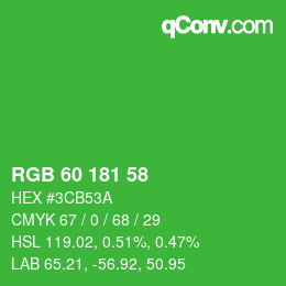 Color code: RGB 60 181 58 | qconv.com